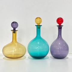 1980s Italian Tall Bright Colorful Amber Gold Purple Murano Glass Modern Bottle - 4267969
