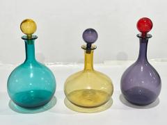 1980s Italian Tall Bright Colorful Amber Gold Purple Murano Glass Modern Bottle - 4267970