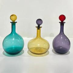 1980s Italian Tall Bright Colorful Amber Gold Purple Murano Glass Modern Bottle - 4267971