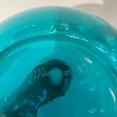 1980s Italian Tall Bright Colorful Light Blue Amber Murano Glass Modern Bottle - 4278174