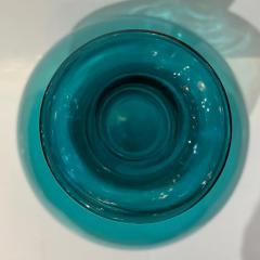 1980s Italian Tall Bright Colorful Light Blue Amber Murano Glass Modern Bottle - 4278175