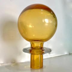 1980s Italian Tall Bright Colorful Light Blue Amber Murano Glass Modern Bottle - 4278177