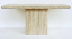 1980s Italian Travertine Carved Pedestal Base Console Table - 3946599