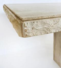 1980s Italian Travertine Carved Pedestal Base Console Table - 3946604