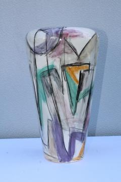 1980s Large Hand Painted Ceramic Vase - 1110266