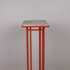 1980s Mackintosh style tall metal plinth with marble top - 4304819