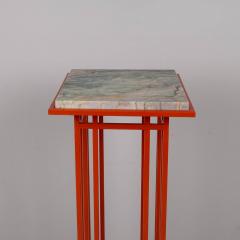 1980s Mackintosh style tall metal plinth with marble top - 4304820