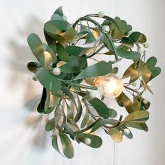 1980s Painted Mistletoe Tole Light - 3135067