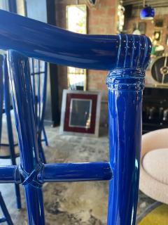 1980s Pair of 6 Italian Blue Rattan Dining Chairs - 2619434