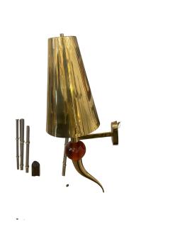 1980s Pair of brass and Murano glass wall lights - 4590951