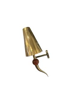 1980s Pair of brass and Murano glass wall lights - 4590955