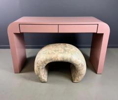 1980s Postmodern Mauve Waterfall Laminate Desk with Two Drawers and custom Bench - 3704578