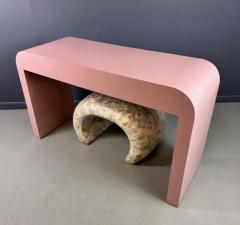 1980s Postmodern Mauve Waterfall Laminate Desk with Two Drawers and custom Bench - 3704589