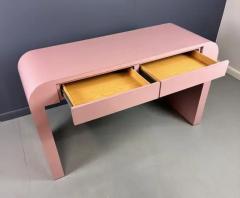 1980s Postmodern Mauve Waterfall Laminate Desk with Two Drawers and custom Bench - 3704597