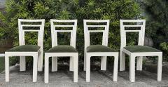 1980s Postmodern lacquered Dining Chairs Newly Reupholstered Set of 4 Off white - 4336876