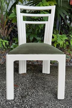 1980s Postmodern lacquered Dining Chairs Newly Reupholstered Set of 4 Off white - 4336885