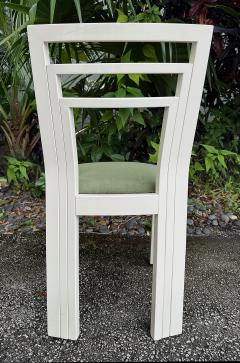 1980s Postmodern lacquered Dining Chairs Newly Reupholstered Set of 4 Off white - 4336887