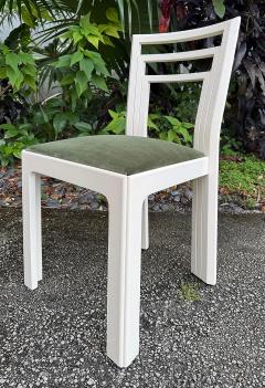 1980s Postmodern lacquered Dining Chairs Newly Reupholstered Set of 4 Off white - 4336907
