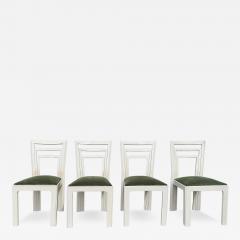 1980s Postmodern lacquered Dining Chairs Newly Reupholstered Set of 4 Off white - 4337075