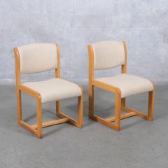 1980s Solid Oak Dining Chairs with Ivory Upholstery - 3788143