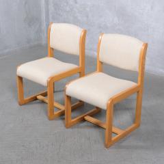 1980s Solid Oak Dining Chairs with Ivory Upholstery - 3788145