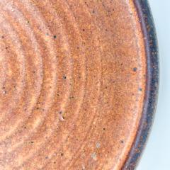 1980s Speckled Round Brown Stoneware Pottery Plate Artist Melching - 2982001