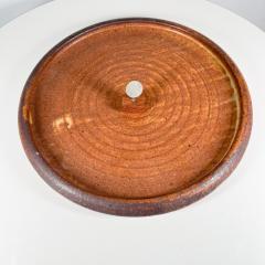 1980s Speckled Round Brown Stoneware Pottery Plate Artist Melching - 2982006