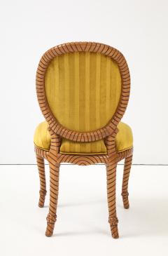 1980s Twisted Rope Wood Dining Chairs From Spain In Italian Velvet Set Of 10 - 4348659