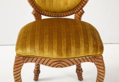 1980s Twisted Rope Wood Dining Chairs From Spain In Italian Velvet Set Of 10 - 4348661