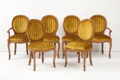 1980s Twisted Rope Wood Dining Chairs From Spain In Italian Velvet Set Of 10 - 4348663