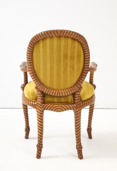 1980s Twisted Rope Wood Dining Chairs From Spain In Italian Velvet Set Of 10 - 4348665