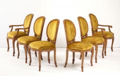 1980s Twisted Rope Wood Dining Chairs From Spain In Italian Velvet Set Of 10 - 4348667