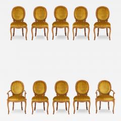 1980s Twisted Rope Wood Dining Chairs From Spain In Italian Velvet Set Of 10 - 4351760