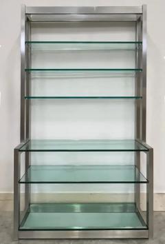 1980s Vintage Metal Bookcase Etagere with Glass Shelves - 3896309