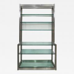 1980s Vintage Metal Bookcase Etagere with Glass Shelves - 3900520