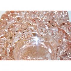 1980s Vivarini Italian Large Vintage Pink Rostrato Spike Murano Glass Ovoid Vase - 1937389