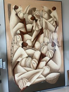 1980s painting showing African women with all around some fruits - 3312091