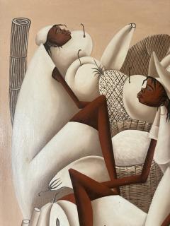 1980s painting showing African women with all around some fruits - 3312092