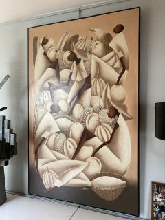 1980s painting showing African women with all around some fruits - 3312093