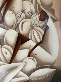 1980s painting showing African women with all around some fruits - 3312096