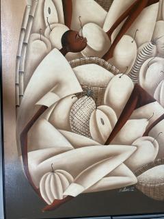 1980s painting showing African women with all around some fruits - 3312097