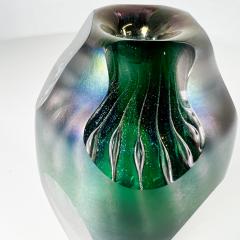 1989 Modern Studio Handblown Art Glass Green Vase Brian Maytum - 3084688