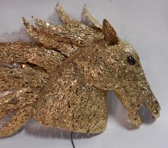 1990 Enlightening Sconce Horses Head Gilded Bronze Gypsum Signed Lambert Ph - 2524654