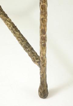 1990s Bronze Plated Brutalist Signed Italian Coffee Table - 4042984