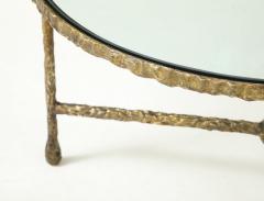 1990s Bronze Plated Brutalist Signed Italian Coffee Table - 4042987