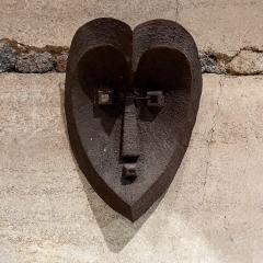 1990s Ceremonial Metal Mask Iron Heart Modern Cubist Design - 3147999