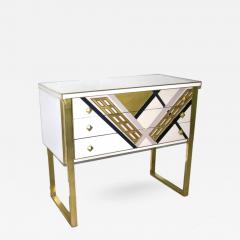 1990s Italian Unique White Black and Gold Chest or Sideboard on Brass Legs - 332180