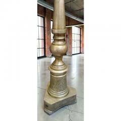 1990s Italian White Gold Giltwood Standing Floor Lamp W Custom Shade - 4762713
