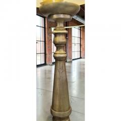1990s Italian White Gold Giltwood Standing Floor Lamp W Custom Shade - 4762714