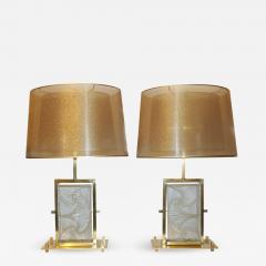 1990s Modern Italian Pair of One of a Kind Crystal Brass Lamps - 1060231